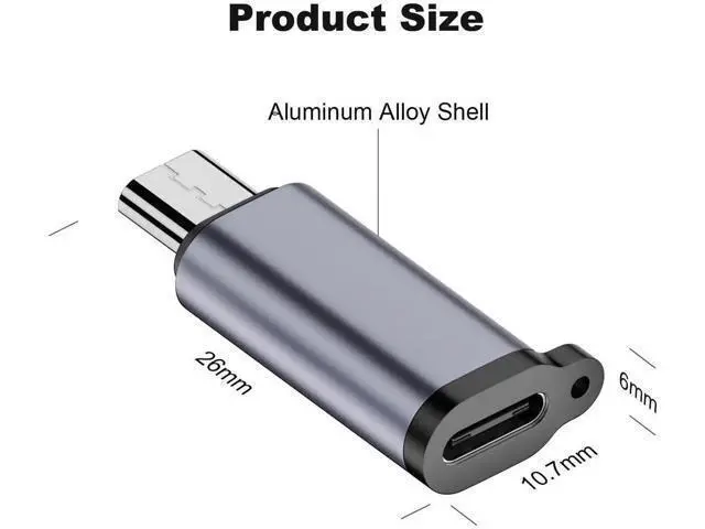 Alt view image 4 of 5 - 4 Pack Grey Micro USB Male to USB C Female Adapter, USB 2.0 Charging & Data Sync Converter Compatible with Samsung Galaxy S7/S7 Edge, Nexus 5/6 & Micro USB Devices
