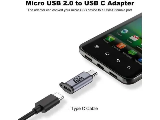 Alt view image 5 of 5 - 4 Pack Grey Micro USB Male to USB C Female Adapter, USB 2.0 Charging & Data Sync Converter Compatible with Samsung Galaxy S7/S7 Edge, Nexus 5/6 & Micro USB Devices