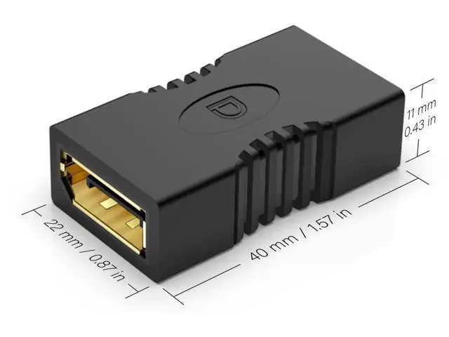 Alt view image 3 of 7 - 2 Pack Gold-Plated DisplayPort Female to Female Coupler, DP Cable Extender Adapter Support 4K@60Hz, 3D Video & DP Ethernet for Monitor PC Projector
