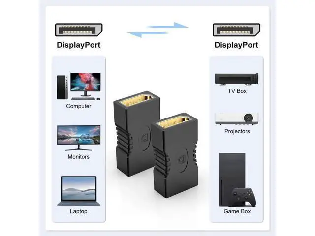Alt view image 7 of 7 - 2 Pack Gold-Plated DisplayPort Female to Female Coupler, DP Cable Extender Adapter Support 4K@60Hz, 3D Video & DP Ethernet for Monitor PC Projector