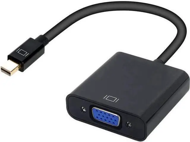 Main image of Mini DisplayPort to VGA Adapter, Thunderbolt Compatible Mini DP Male to VGA Female Converter, Gold-Plated, Supports 1080P Full HD, Black for ThinkPad Surface Pro Laptop PC Monitor Projector HDTV