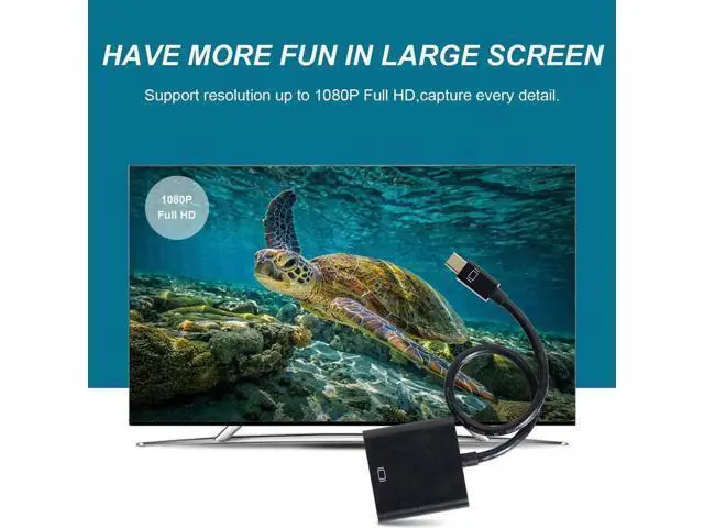 Alt view image 7 of 7 - Mini DisplayPort to VGA Adapter, Thunderbolt Compatible Mini DP Male to VGA Female Converter, Gold-Plated, Supports 1080P Full HD, Black for ThinkPad Surface Pro Laptop PC Monitor Projector HDTV