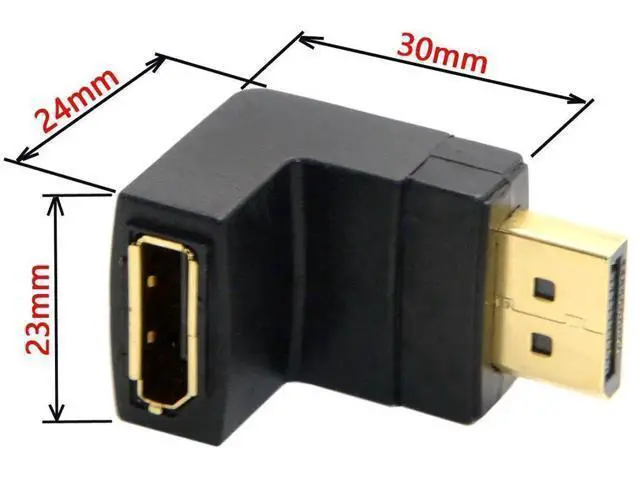 Alt view image 2 of 7 - 90 Degree Up Angled DisplayPort Male to Female Extension Adapter, Black Low Profile DP Right Angle Extender Connector for Laptops GPUs Monitors Desktops