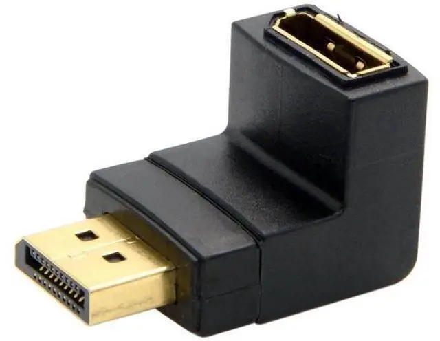 Alt view image 6 of 7 - 90 Degree Up Angled DisplayPort Male to Female Extension Adapter, Black Low Profile DP Right Angle Extender Connector for Laptops GPUs Monitors Desktops