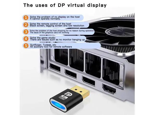 Alt view image 4 of 7 - 2PCS DisplayPort Dummy Plug EDID Display Emulator, Headless Ghost Monitor Adapter, Supports 2K 2560x1600@60Hz & 4K 4096x2160@17Hz for GPU Remote Mining Virtual Machine Server