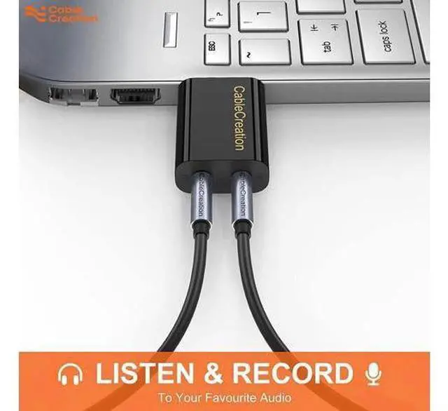 Alt view image 2 of 7 - Black USB External Stereo Sound Card Adapter with Independent 3.5mm Headphone & Mic Jack, Plug-and-Play Audio Converter Compatible with PS4 PS5 Windows Mac Linux