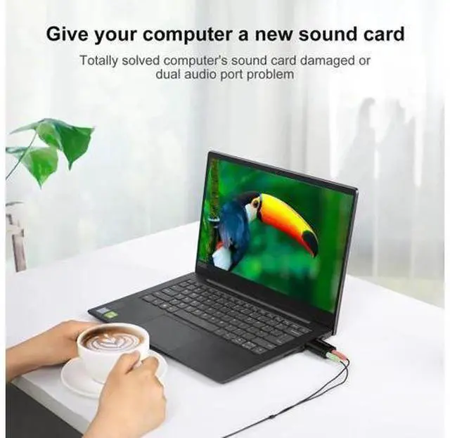 Alt view image 7 of 7 - Black USB External Stereo Sound Card Adapter with Independent 3.5mm Headphone & Mic Jack, Plug-and-Play Audio Converter Compatible with PS4 PS5 Windows Mac Linux