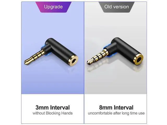 Alt view image 7 of 7 - Right Angle 3.5mm TRRS Audio Adapter, 1/8 Inch Stereo Male to Female Headphone Connector Black for Headsets, Tablets, MP3 Players, Game Controllers & Speakers
