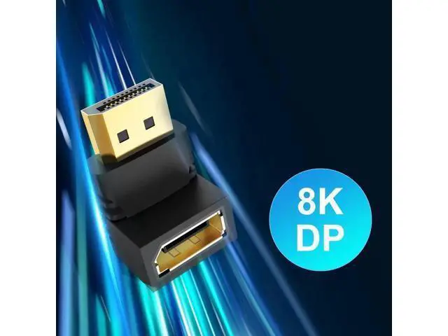 Alt view image 2 of 6 - 2-Pack 90° & 270 Degree DisplayPort Right Angle Adapter, Gold-Plated DP Male to Female Converter, 4K DP Extender Compatible with Dell, HP, Lenovo, ASUS, Apple, NVIDIA/AMD Graphics Cards, Gaming Monito