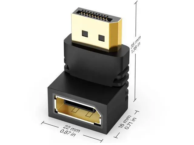 Alt view image 4 of 6 - 2-Pack 90° & 270 Degree DisplayPort Right Angle Adapter, Gold-Plated DP Male to Female Converter, 4K DP Extender Compatible with Dell, HP, Lenovo, ASUS, Apple, NVIDIA/AMD Graphics Cards, Gaming Monito