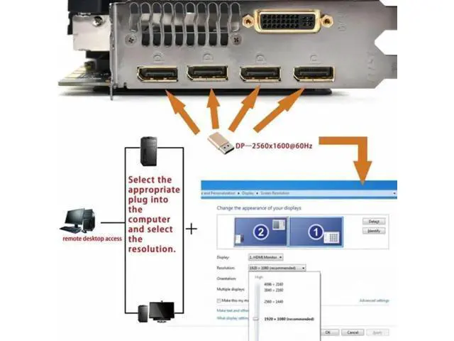 Alt view image 4 of 7 - Gold DP Virtual Display Dummy Plug, 4K DisplayPort Headless Ghost Monitor Emulator with DDC EDID, 4K@17Hz Display Emulator Adapter for Mining Rigs, Remote Desktop, Streaming PCs