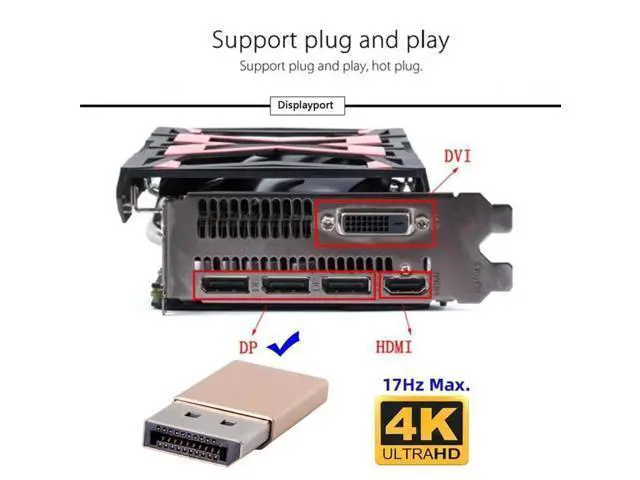 Alt view image 5 of 7 - Gold DP Virtual Display Dummy Plug, 4K DisplayPort Headless Ghost Monitor Emulator with DDC EDID, 4K@17Hz Display Emulator Adapter for Mining Rigs, Remote Desktop, Streaming PCs