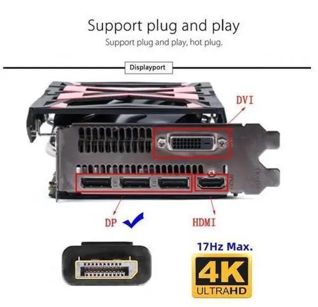 Alt view image 6 of 7 - 4K DisplayPort Virtual Display Dummy Plug, DP Headless Ghost Monitor Emulator with DDC EDID Support, 4K@17Hz Display Emulator Adapter for Remote Access, Mining, Gaming PC, Black