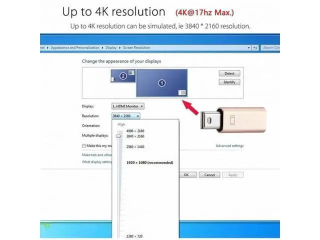 Alt view image 7 of 7 - Gold Mini DP Virtual Display Dummy Plug, 4K Mini DisplayPort Headless Ghost Monitor Emulator with DDC EDID, 4K@17Hz Display Emulator Adapter for Mining Rigs, Remote Desktop, Streaming & Rendering PCs