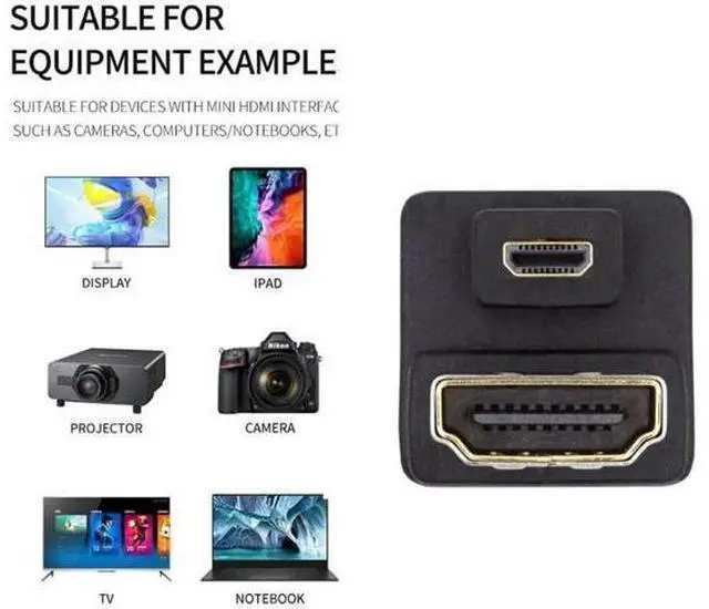Alt view image 2 of 7 - 180 Degree Down Angled Micro HDMI Male to HDMI Female Extension Adapter, Supports 4K@60Hz