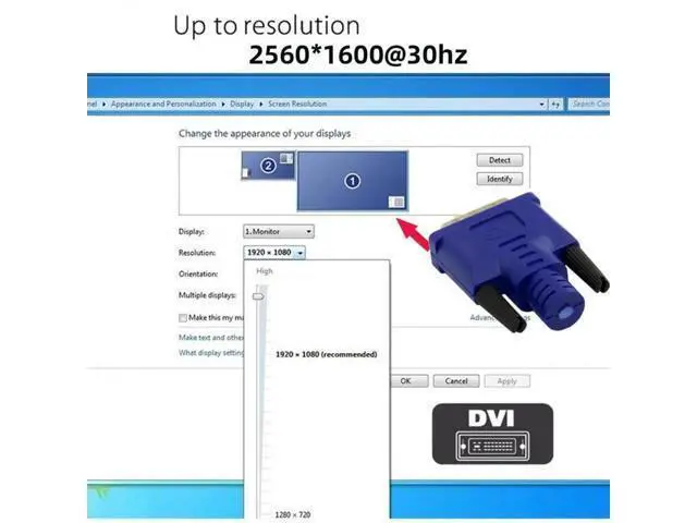 Alt view image 2 of 7 - DVI Dummy Plug Virtual Display Emulator, EDID DDC Headless Ghost Adapter, 1080P@60Hz