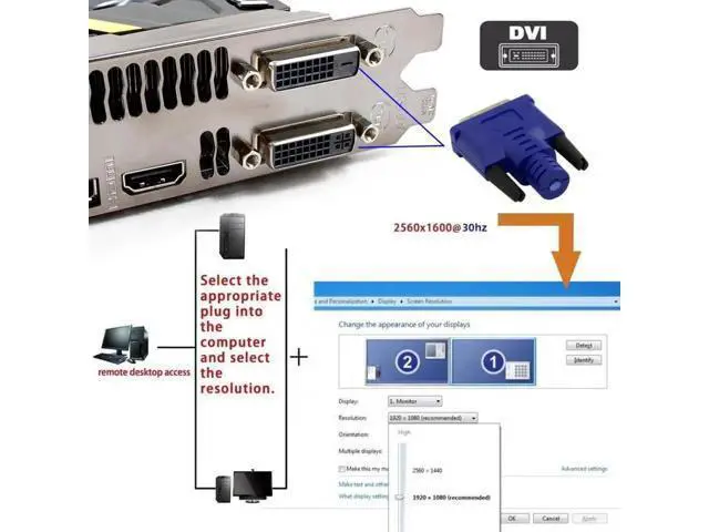 Alt view image 3 of 7 - DVI Dummy Plug Virtual Display Emulator, EDID DDC Headless Ghost Adapter, 1080P@60Hz