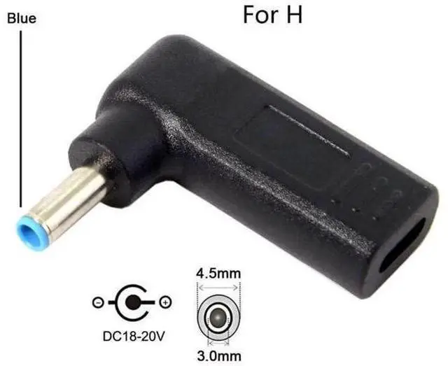 Alt view image 5 of 7 - 90 Degree Angled USB 3.1 Type C Female to DC 4.5mm x 3.0mm PD Emulator Trigger Adapter, USB-C PD Power Converter for Dell/HP Laptops with 4.5*3.0mm DC Barrel Jack