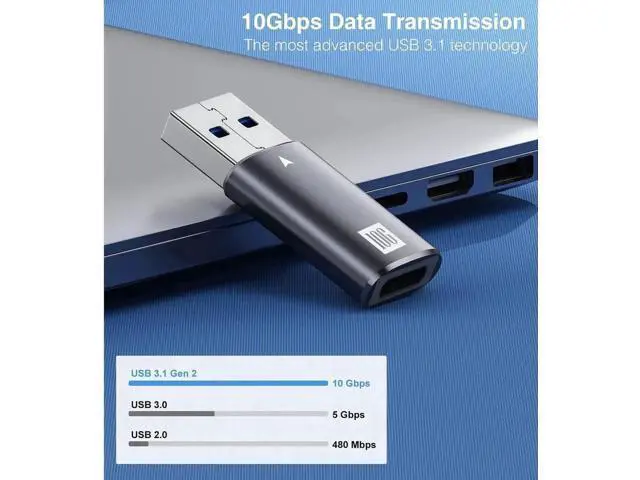 Alt view image 3 of 7 - USB C Female to USB A Male Adapter, 10Gbps USB 3.1 Gen 2 SuperSpeed Connector, Type-C to USB A Charging & Data Sync Adapter for Laptop, Power Bank, Type-C Earphone