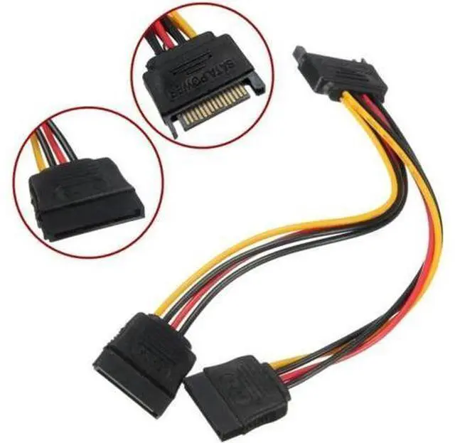 Alt view image 2 of 5 - SATA Power Y Splitter Cable, 15 Pin SATA Power Splitter Cable Adapter SATA 15 Pin Male to Dual Female Power Y- Cable, 7 Inch 1 Pack