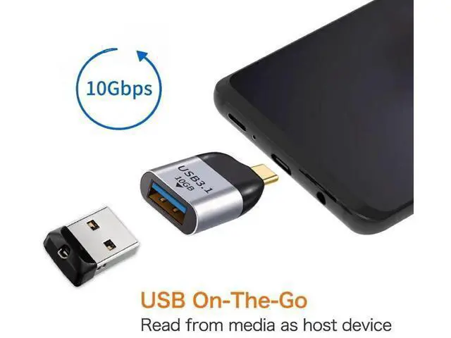 Alt view image 2 of 7 - USB 3.0 OTG Adapter, USB-A Female to USB-C Male 10Gbps High Speed Host OTG Data Converter, Compatible with USB-C Laptops, Smartphones and Tablets