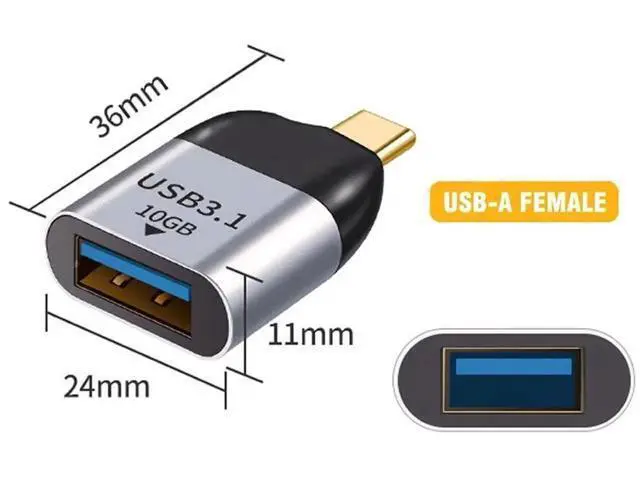 Alt view image 4 of 7 - USB 3.0 OTG Adapter, USB-A Female to USB-C Male 10Gbps High Speed Host OTG Data Converter, Compatible with USB-C Laptops, Smartphones and Tablets