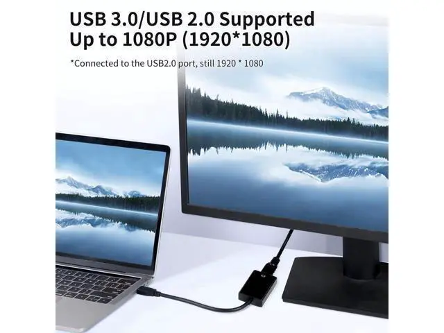 Alt view image 4 of 7 - USB 3.0/2.0 to HDMI Adapter, 1080P Full HD Video Audio Converter, External Video Display Adapter for Desktop PC Monitor TV, Compatible with Windows XP/7/8/8.1/10