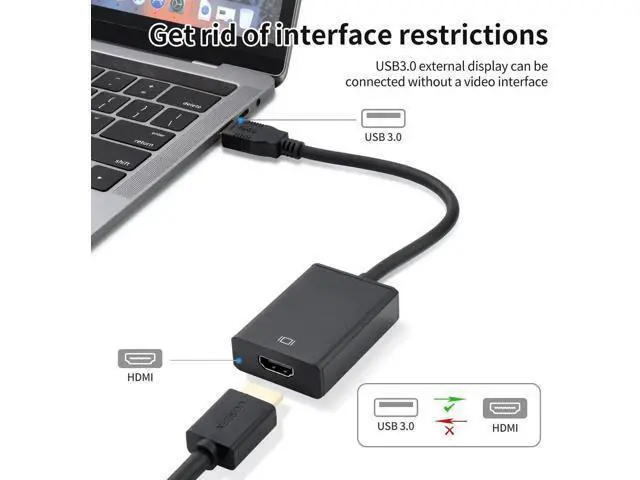 Alt view image 5 of 7 - USB 3.0/2.0 to HDMI Adapter, 1080P Full HD Video Audio Converter, External Video Display Adapter for Desktop PC Monitor TV, Compatible with Windows XP/7/8/8.1/10