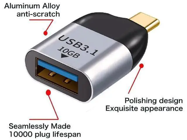 Alt view image 7 of 7 - USB 3.0 OTG Adapter, USB-A Female to USB-C Male 10Gbps High Speed Host OTG Data Converter, Compatible with USB-C Laptops, Smartphones and Tablets
