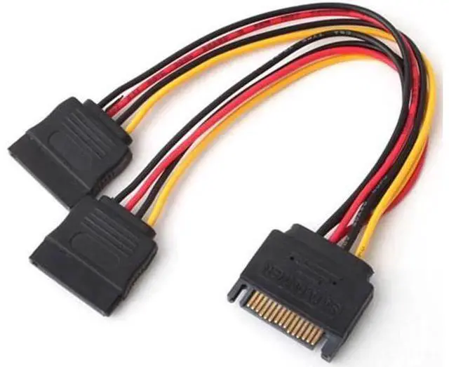 Alt view image 5 of 5 - SATA Power Y Splitter Cable, 15 Pin SATA Power Splitter Cable Adapter SATA 15 Pin Male to Dual Female Power Y- Cable, 7 Inch 1 Pack