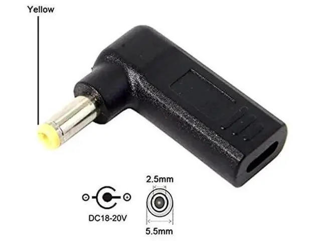 Alt view image 2 of 6 - 90 Degree Angled USB3.1 Type-C to DC 5.5×2.5mm PD Trigger Emulator Adapter, 20V Fixed Output