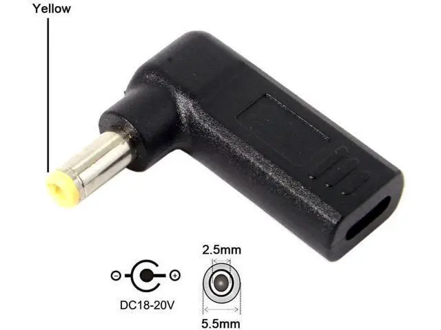 Alt view image 3 of 6 - 90 Degree Angled USB3.1 Type-C to DC 5.5×2.5mm PD Trigger Emulator Adapter, 20V Fixed Output