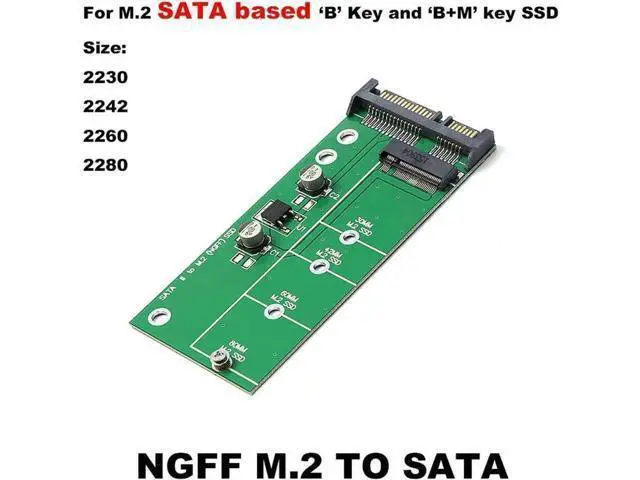 Alt view image 2 of 5 - M.2 NGFF SATA to 2.5" SATA Adapter Card, B/B+M Key, 6Gbps SATA III, Fits 2230-2280 SSD