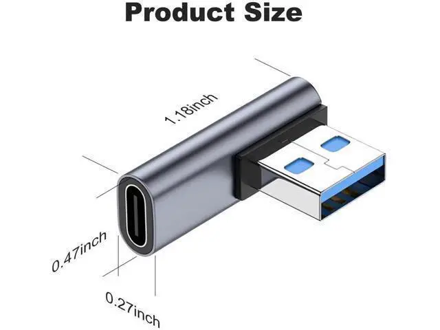Alt view image 6 of 6 - 2 Pack Left & Right 90 Degree USB C Female to USB A Male Adapter, Fast Charging Converter Compatible with iPhone, iWatch, AirPods, iPad Air/Mini & USB-C Devices