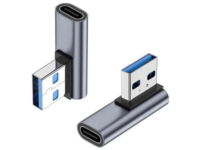 Main image of 2-Pack 90° Left & Right Angled USB-C Female to USB A Male OTG Adapter, USB 2.0 Elbow Converter for Charging & Data Sync, Compatible with iPhone, iWatch, AirPods, iPad, Android Phones & Tablets