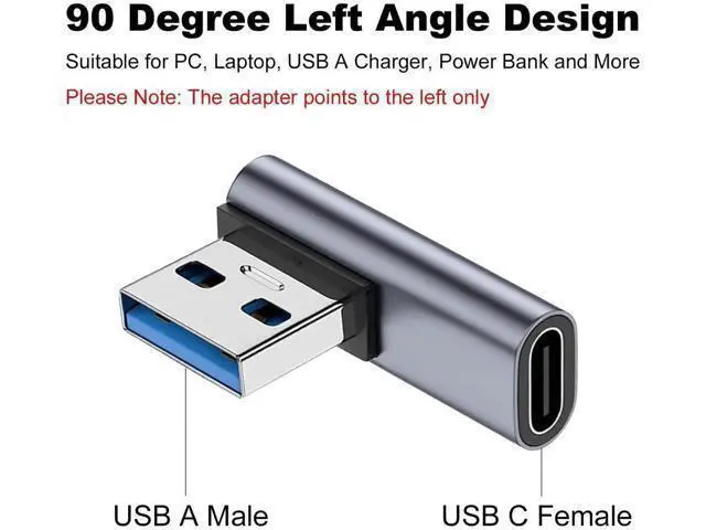 Alt view image 4 of 6 - 2-Pack 90° Left & Right Angled USB-C Female to USB A Male OTG Adapter, USB 2.0 Elbow Converter for Charging & Data Sync, Compatible with iPhone, iWatch, AirPods, iPad, Android Phones & Tablets