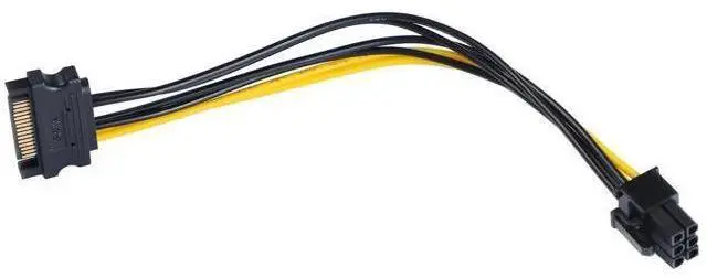 Main image of 8 Inch/20cm 15Pin SATA to 6Pin PCIe GPU Power Adapter Cable, SATA to PCI-Express Video Card Power Converter Cord