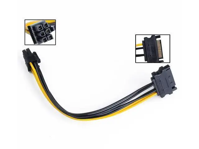 Alt view image 2 of 5 - 8 Inch/20cm 15Pin SATA to 6Pin PCIe GPU Power Adapter Cable, SATA to PCI-Express Video Card Power Converter Cord
