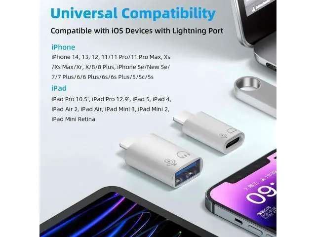 Alt view image 2 of 7 - 2 Pack USB-C to USB 3.0 OTG Adapter, Plug-and-Play Converter for iPhone 15/16 Series & iPad, Supports Flash Drive, Card Reader, Keyboard, Mouse, Lavalier Mic & Digital Headphones