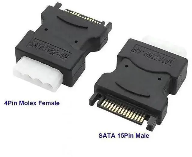 Alt view image 2 of 6 - 2PCS 4Pin Molex IDE to SATA 15Pin Power Adapter Cable, Male Big 4Pin to SATA Female Power Converter for HDD SSD
