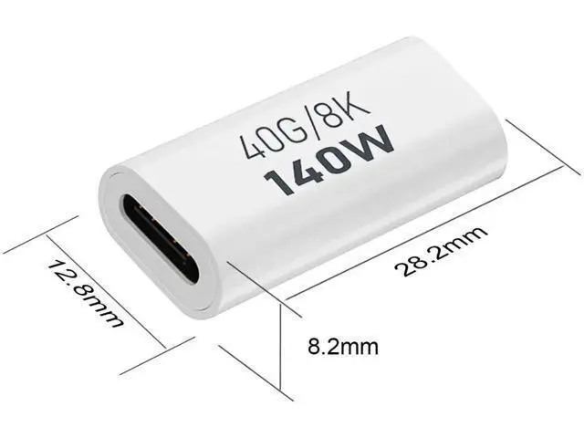 Alt view image 3 of 6 - 2 Pack White USB C Female to Female Coupler Adapter, 40Gbps Data 140W PD Charging 8K@60Hz Video Type-C Extender Connector Compatible with Thunderbolt 3/4, MacBook Pro/Air, Laptops, Phones & All USB-C