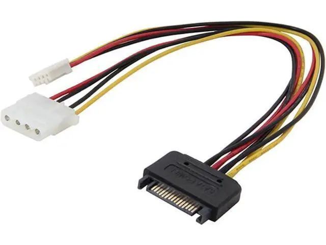 Alt view image 2 of 5 - 8 Inch SATA to 4Pin LP4 Molex Y Splitter Power Cable, SATA Male to IDE LP4 & Floppy SP4 Female Power Adapter Cord