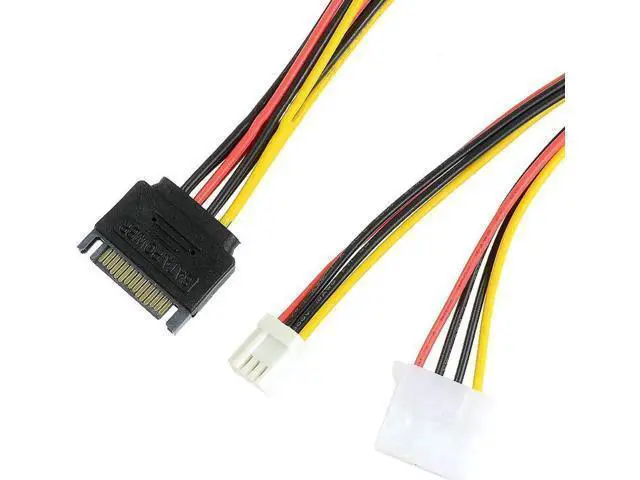 Alt view image 4 of 5 - 8 Inch SATA to 4Pin LP4 Molex Y Splitter Power Cable, SATA Male to IDE LP4 & Floppy SP4 Female Power Adapter Cord