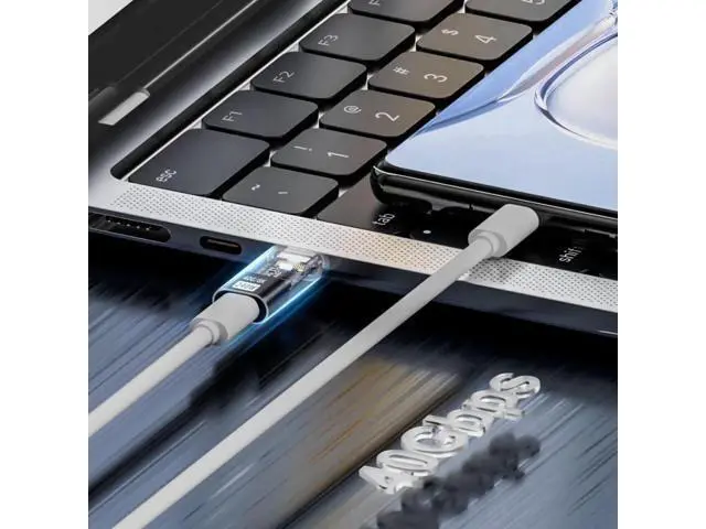 Alt view image 4 of 7 - Transparent LED USB4 Type C Male to Female Adapter, 240W 40Gbps 8K Video Extension Connector for Phone & Laptop