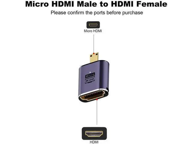 Alt view image 3 of 5 - 2 Pack 8K Micro HDMI Male to HDMI Female Adapter, Micro HDMI to HDMI Converter Connector for Sony A6000 Raspberry Pi 4 GoPro Hero 7 Sport Cameras