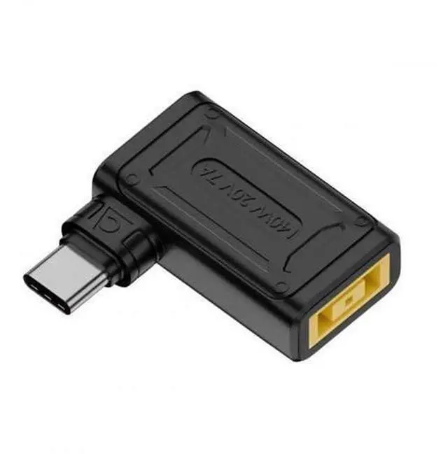 Main image of 90 Degree Angled Rectangle ThinkPad X1 DC Jack to USB-C Female Power Adapter, 100W 140W PD Fast Charging Converter for Laptops & Phones