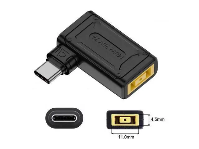 Alt view image 5 of 7 - 90 Degree Angled Rectangle ThinkPad X1 DC Jack to USB-C Female Power Adapter, 100W 140W PD Fast Charging Converter for Laptops & Phones