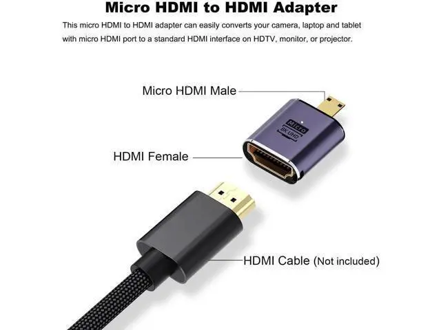 Alt view image 4 of 5 - 2 Pack 8K Micro HDMI Male to HDMI Female Adapter, Micro HDMI to HDMI Converter Connector for Sony A6000 Raspberry Pi 4 GoPro Hero 7 Sport Cameras