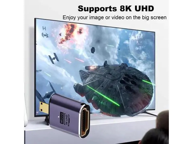 Alt view image 5 of 5 - 2 Pack 8K Micro HDMI Male to HDMI Female Adapter, Micro HDMI to HDMI Converter Connector for Sony A6000 Raspberry Pi 4 GoPro Hero 7 Sport Cameras