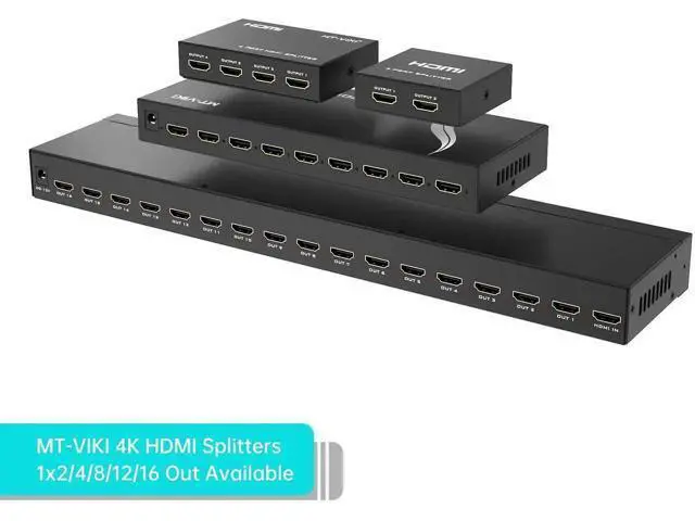 Alt view image 4 of 7 - MT-VIKI 1 in 2 Out Powered HDMI Splitter 1x2 with Power Adapter, 4K@30Hz Mirror Display Splitter for Dual Monitors, Compatible with PS4, Fire Stick, HDTV